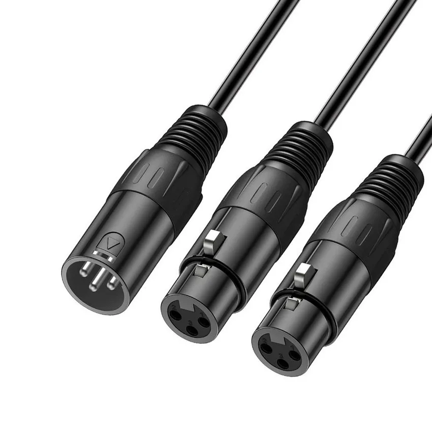 1pc 50cm XLR Splitter Cable Male to Dual Female Y-Splitter 3Pin Balanced Microphone Line Foil Braided Shielded For Microphone