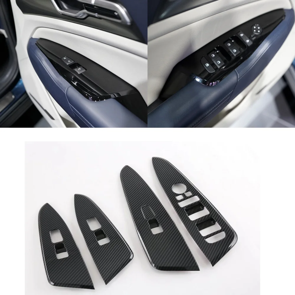 For Kia Sportage NQ5 2022 2023 Carbon Fiber Decoration Accessories window lift switch cover Hybrid GAS gear shift panel cover