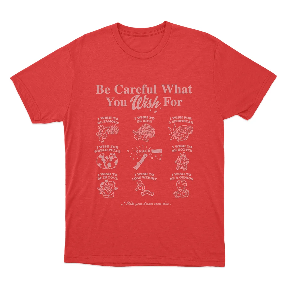 T-shirt en coton avec image de film d'horreur « Red Be Careful What You Wish for Obsession », pour hommes et femmes, streetwear d'été
