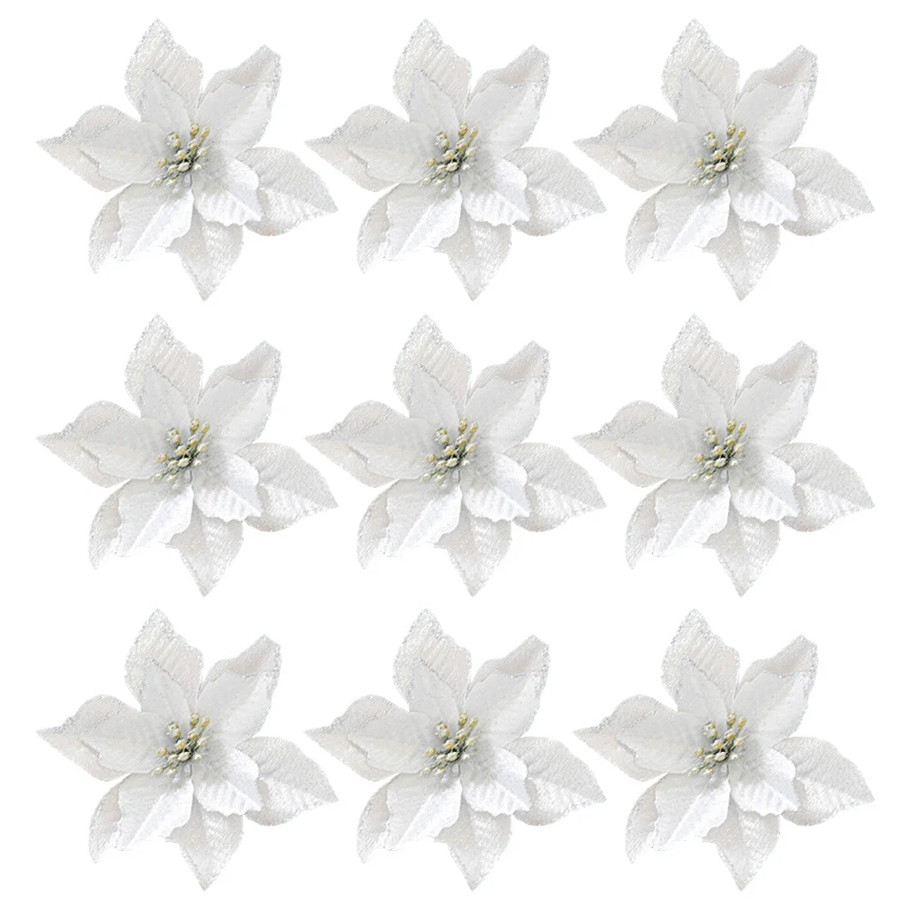 

36pcs Flower Decoration Cloth Flower For Christmas Diy Glitter Ornament Christmas Tree Decor Party Wedding Home Decoration