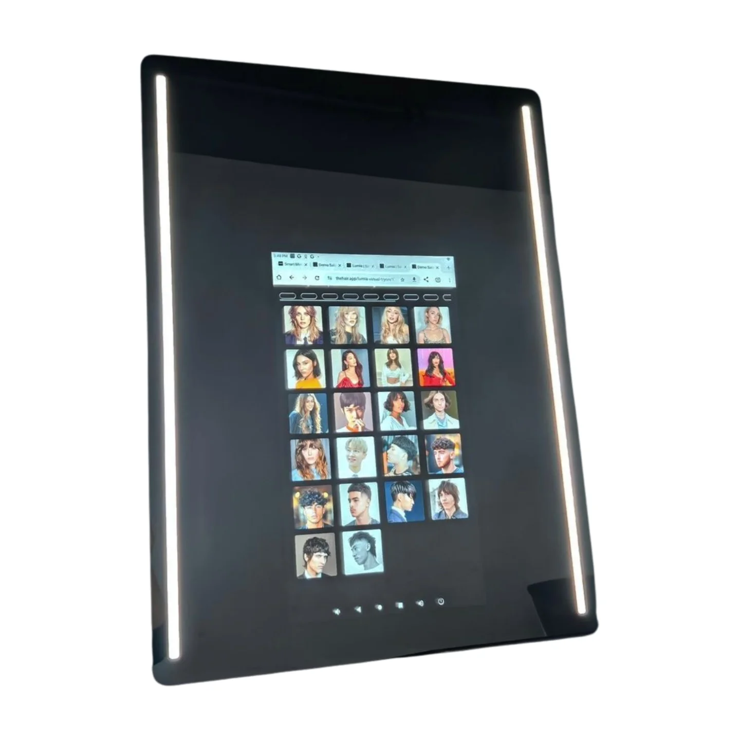 

Smart Touchscreen Barber Mirror HD Camera and WiFi, Revolutionizing Beauty Salons Through Virtual Try-Ons and Engagement