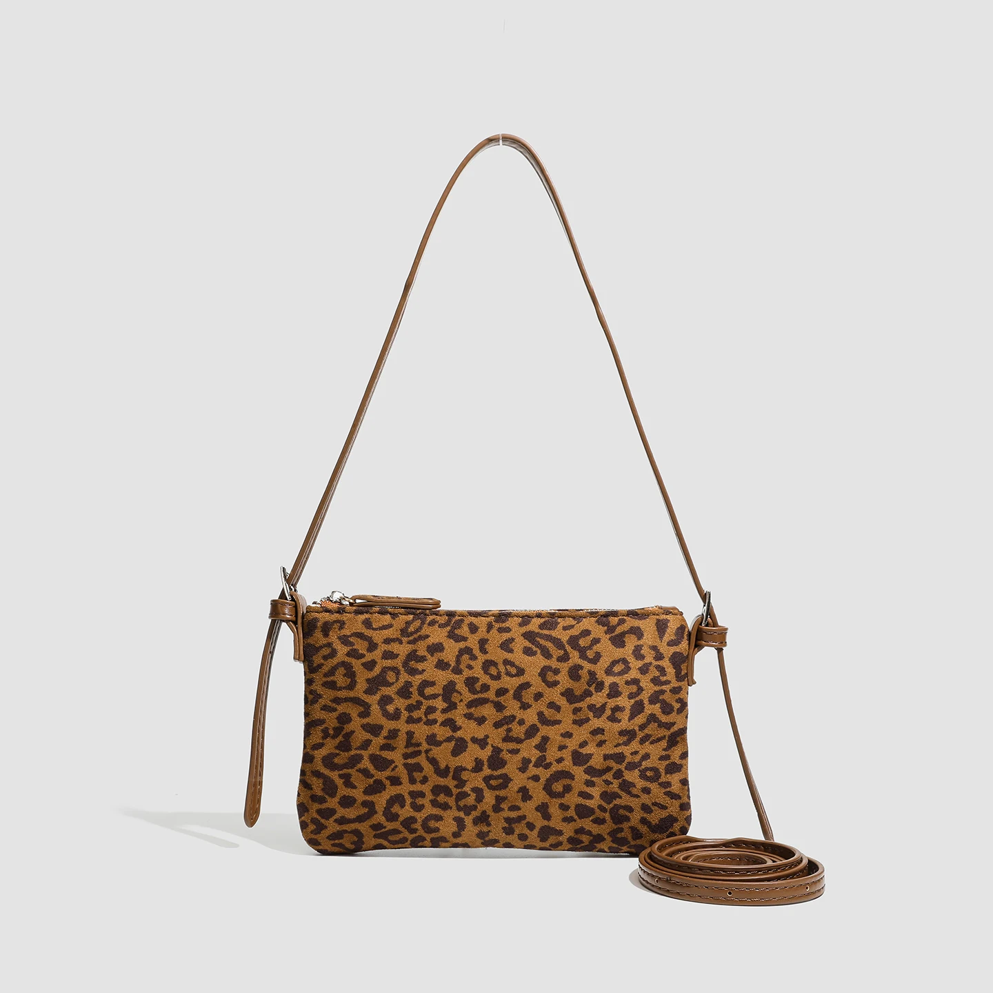 

Новая модная матовая замшевая женская сумка в стиле ретро с леопардовым принтом, осенне-зимняя новая сумка через плечо с мягкой ручкой для маджонга