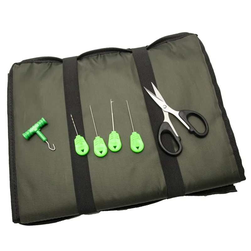 Carp Fishing Quick Fish Folding Unhooking Mat With 4pcs Baiting Needles Drill Set Rig Pullers Cutting Scissor Fishing Tackle