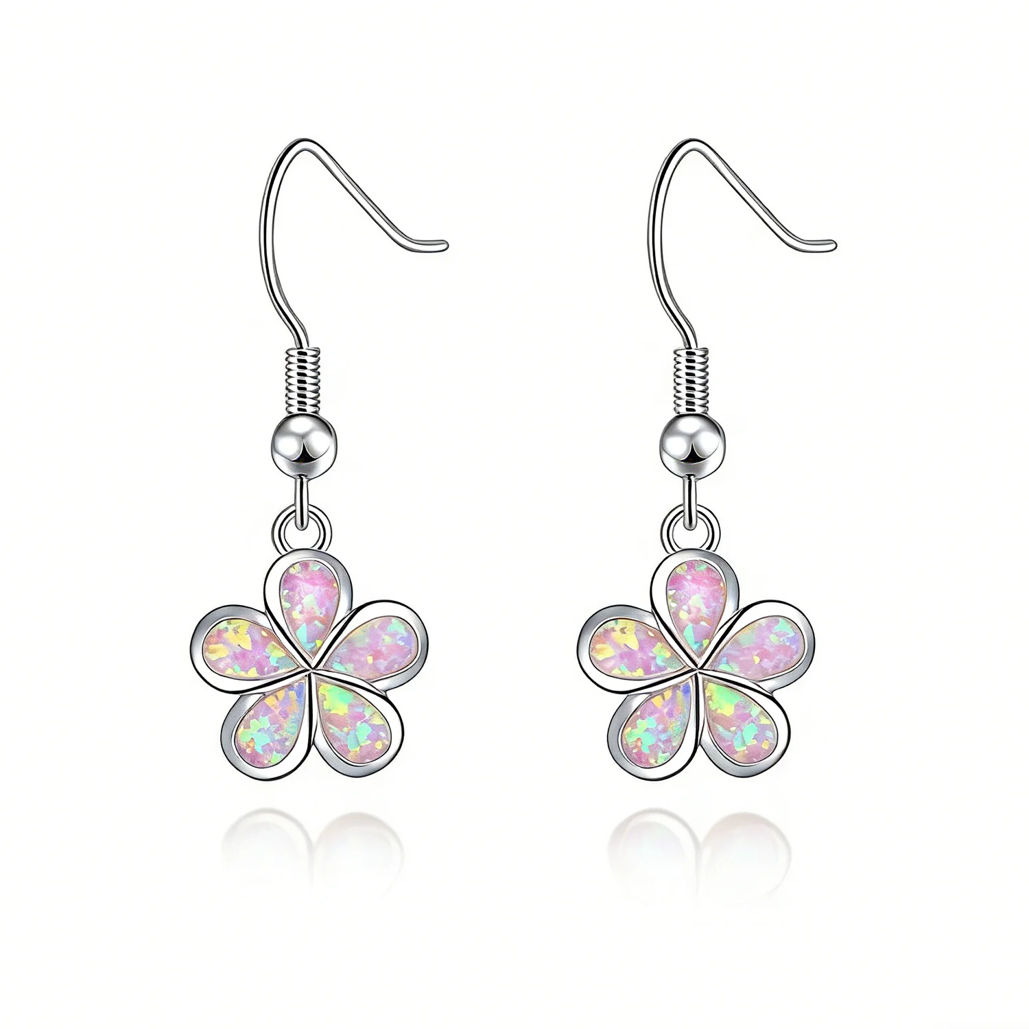 Opal Earrings Dangle - Pastelowe różowe kolczyki z opalem w