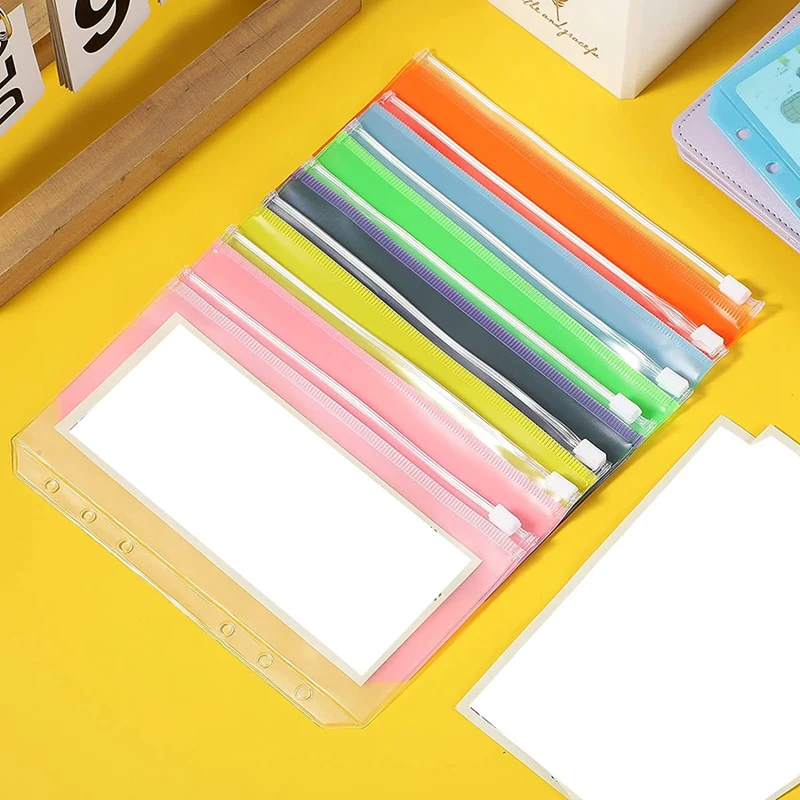 Папки для бумаг формата A6, 14 шт., на молнии, водонепроницаемые, с 6 отверстиями