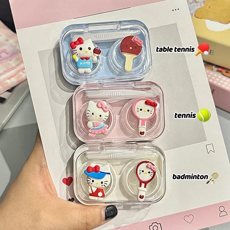 Anime Sanrio Hello Kitty Contact Lens Case Plastic Lens Companion Box Care Box Protective Simple Beauty Pupil Travel Storage Box