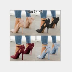 Women High Heels Brand Pumps Women Shoes Pointed Toe Buckle Strap Butterfly Summer Sexy Party Shoes Wedding Shoes Plus Size