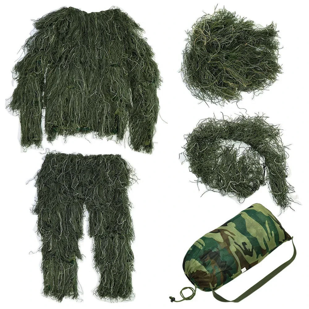 

Camouflage Hunting 3D Ghillie Clothing Hunting Shooting Clothes Sniper Suits Camouflage Clothing With Cover Bags