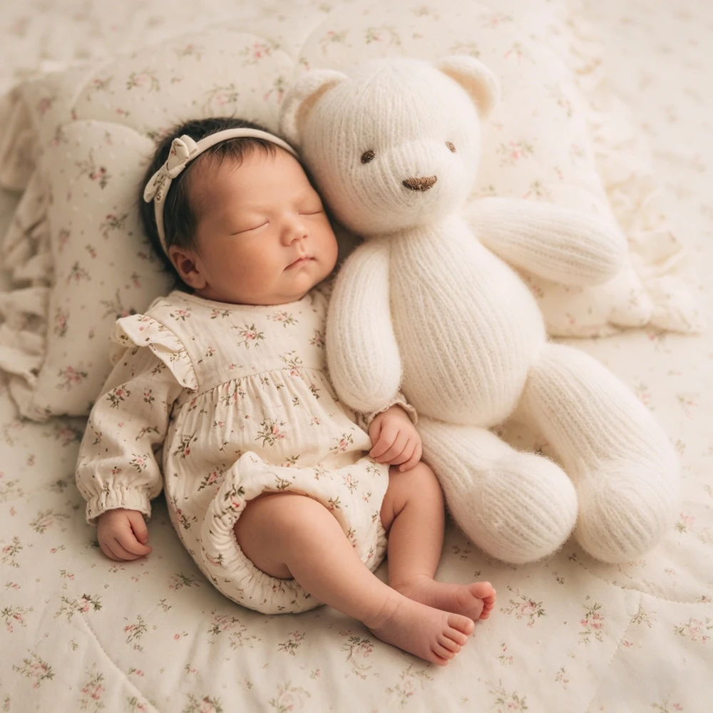 Newborn Photography Props Romper Infant Photoshoot Outfit Studio Baby Clothes Girl Jumpsuit Body Suit Garment Set