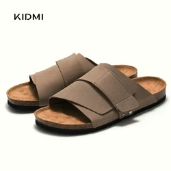 Kidmi Fashion Cork Mules Classic Clogs Slippers Cozy Footbed Suede Flat Sandals Beach Slippers With Arch Support Home Sandals