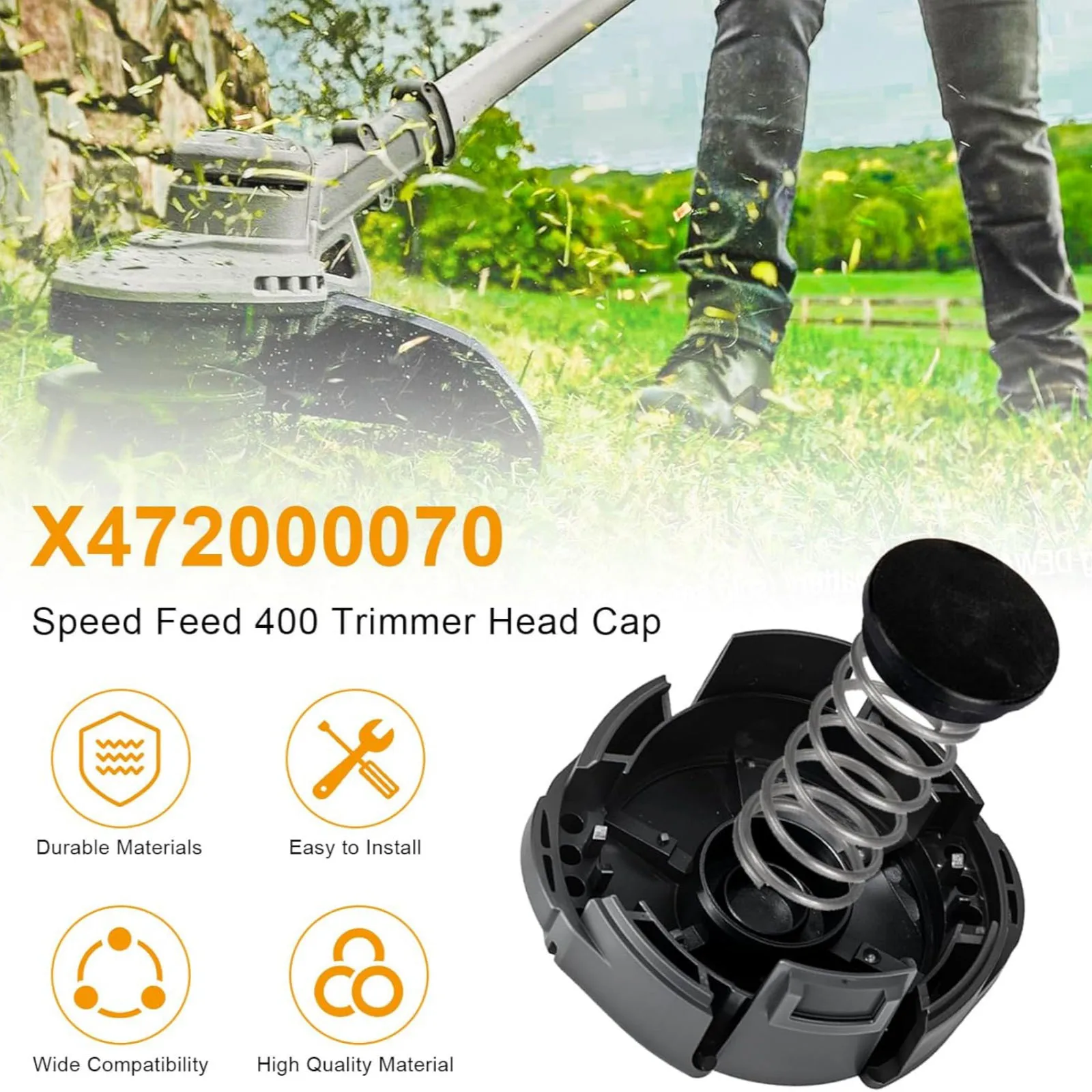 

4Pcs Trimmer Head Cap Cover Kit X472000070 for Echo Speed Feed 400 SRM-225 SRM-230 PAS-225 Weed Eater Spool Cover with Springs