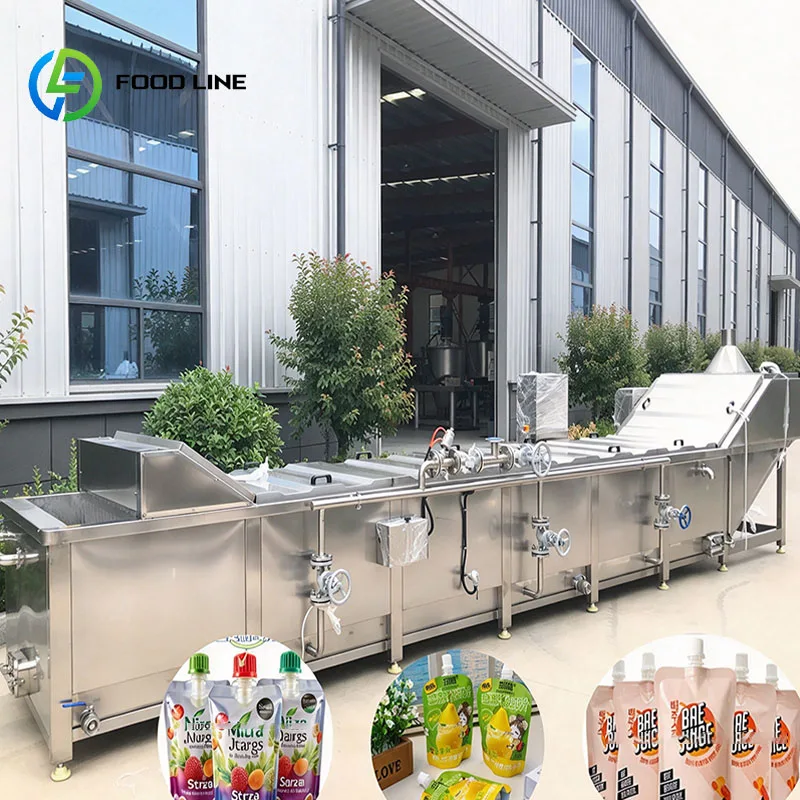 Food Sterilization Line Water Bath Pasteurizer for Canned Mushrooms Sweet Corn Peas and Mixed Vegetables Customized