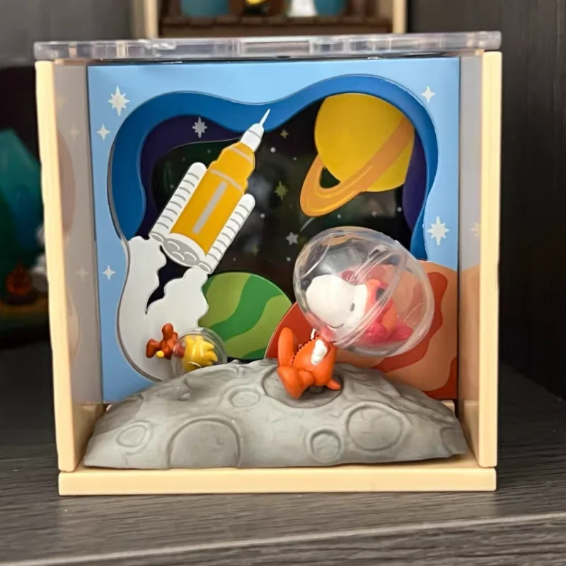 Genuine Re-Ment Candy Toys Spot Snoopy Scenery Box Scene Snoopy Astronaut Figure Ornament Trendy Play Blind Box Customized Gift