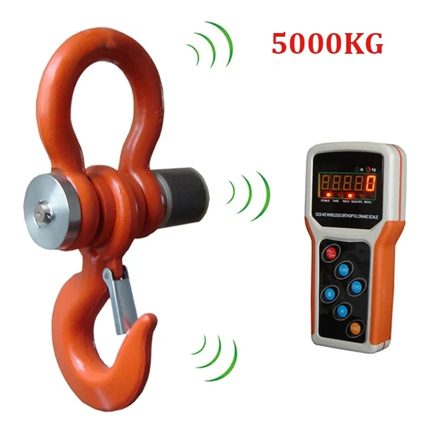 5T Wireless Electronic Crane Scale Heavy Duty Industrial Hanging Scale with Handheld LCD Meter