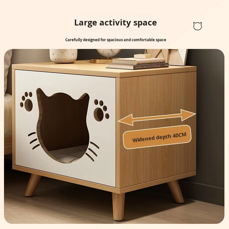 Modern Small Solid Wood Eco-friendly Cat Cage Bedside Table with Storage Rack Living Room Cat House Pet House Storage Cabinet