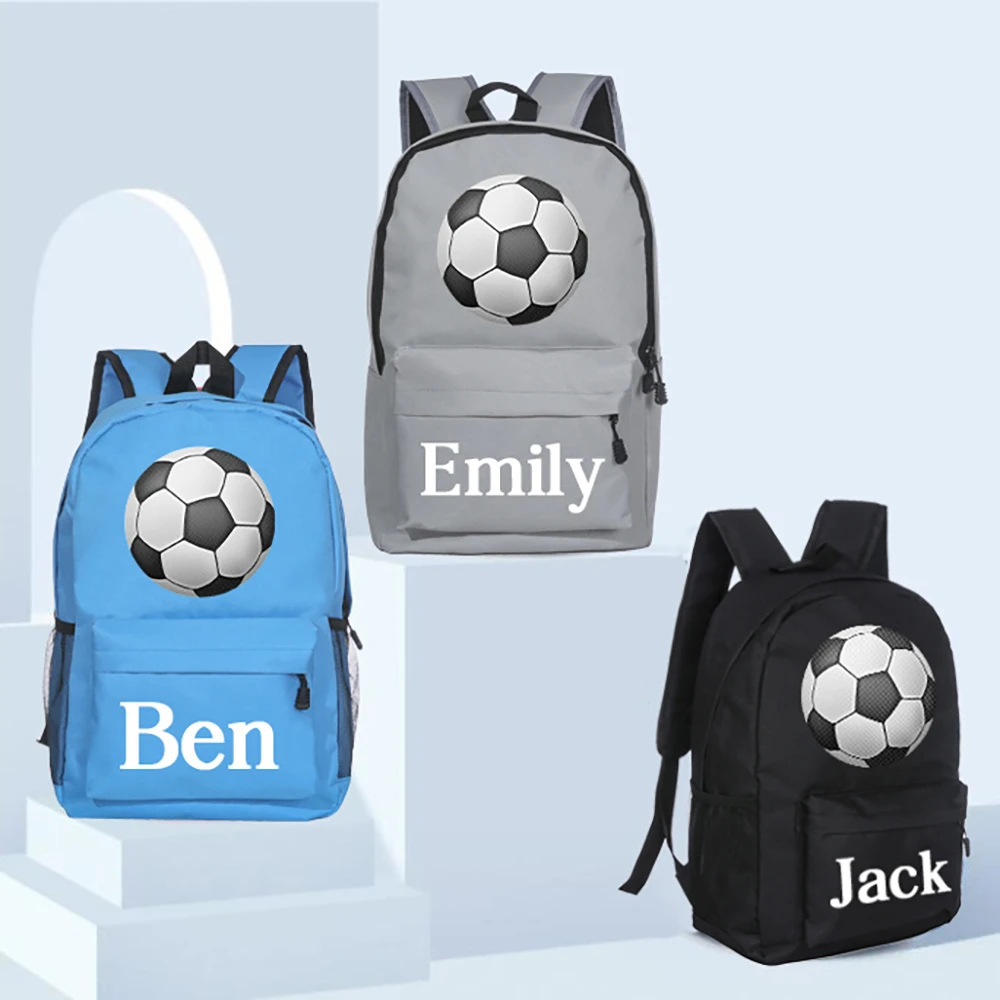 حقيبة مدرسية للأولاد مخصصة لكرة القدم مع اسم طباعة حقيبة ظهر الطالب حقائب الكمبيوتر المحمول في سن المراهقة هدية العودة إلى المدرسة #1