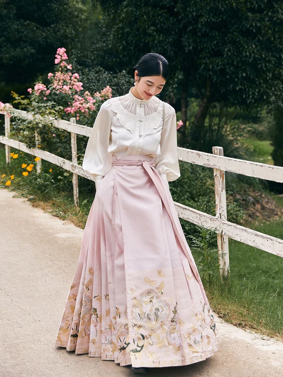 

Женская юбка Hanfu с вертикальным воротником и воротником irt, новинка 2024, полиэфирное волокно Y07933, брендовая традиционная китайская юбка Yunchin