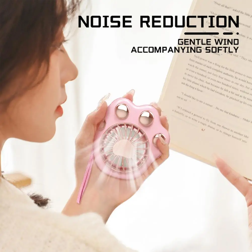 Cat Paw Mini Handheld Fan With Lanyard Rechargeable Desk Fan Portable Quiet Cooling Fan For Travel Outdoor Fun Summer Gift