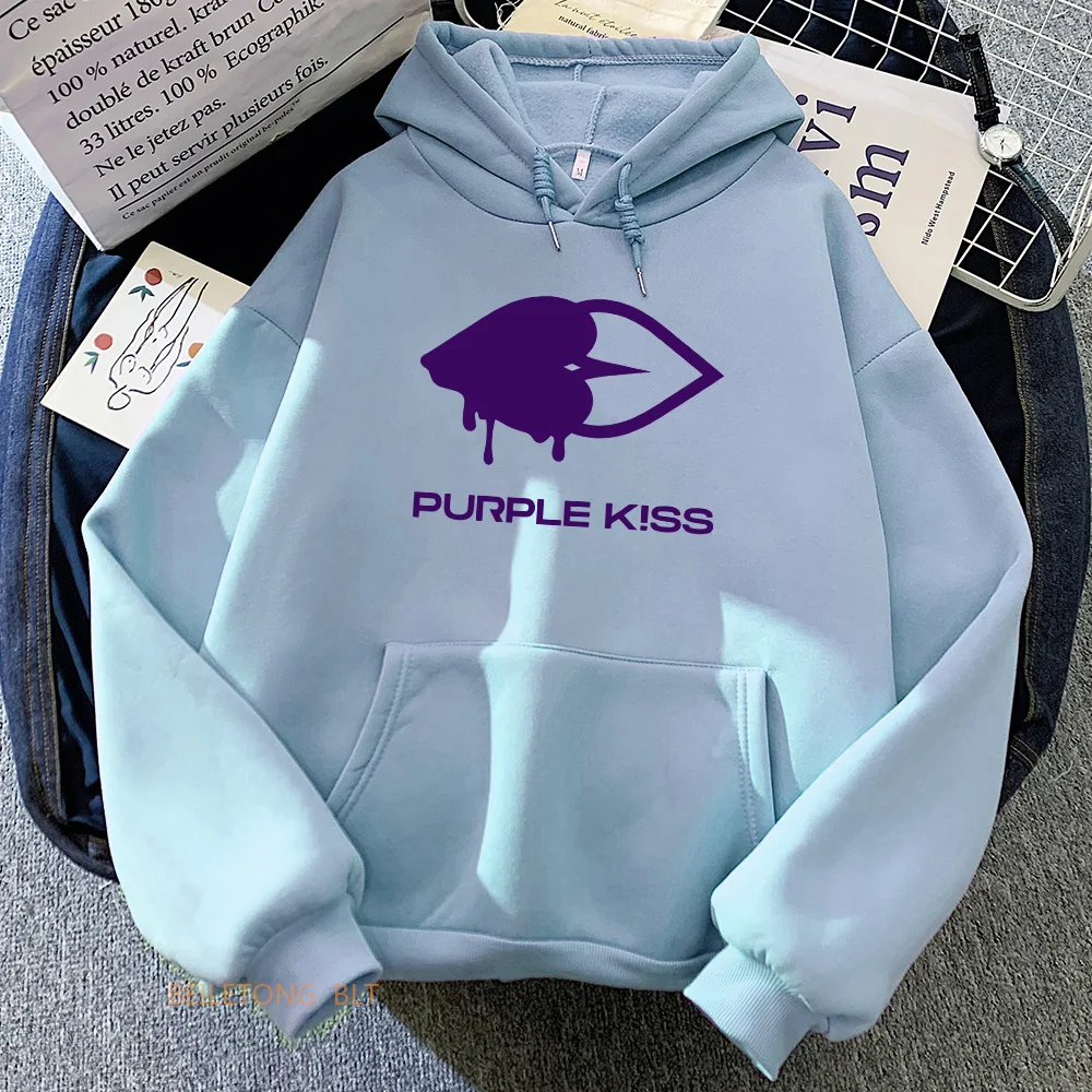 Purple Kiss Hoodies  Girls Band Graphic Printing Sweatshirts Spring Long Sleeve Hooded Pullovers Sudaderas Women/Men Clothes