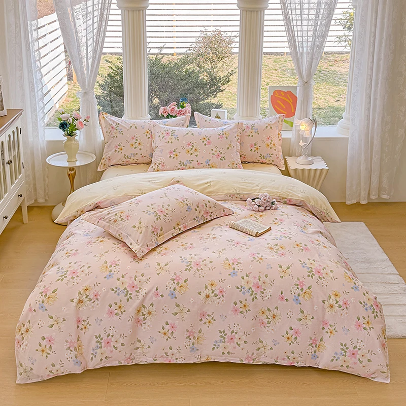 New 3pcs100% Cotton  1pc Duvet Cover and 2pcs Pillowcases Bedding Set 150/160/180/200/220 Sizes Printed Soft Skin-friendly