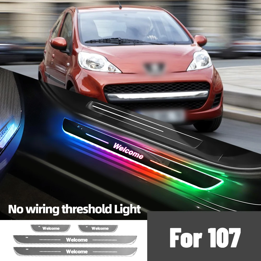 For Peugeot 107 108 2005-2021 2015 2016 2019Car Door Sill Light Customized Logo LED Welcome Threshold Pedal Lamp Accessories