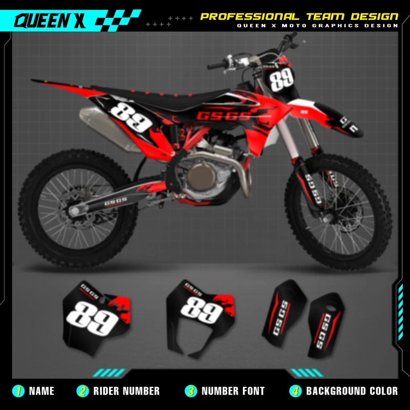 Queen X MOTOR Custom Team Graphics Backgrounds Decals For 3M Stickers Kit For GASGAS GAS GAS 2021 2022 2023 EC MC 025