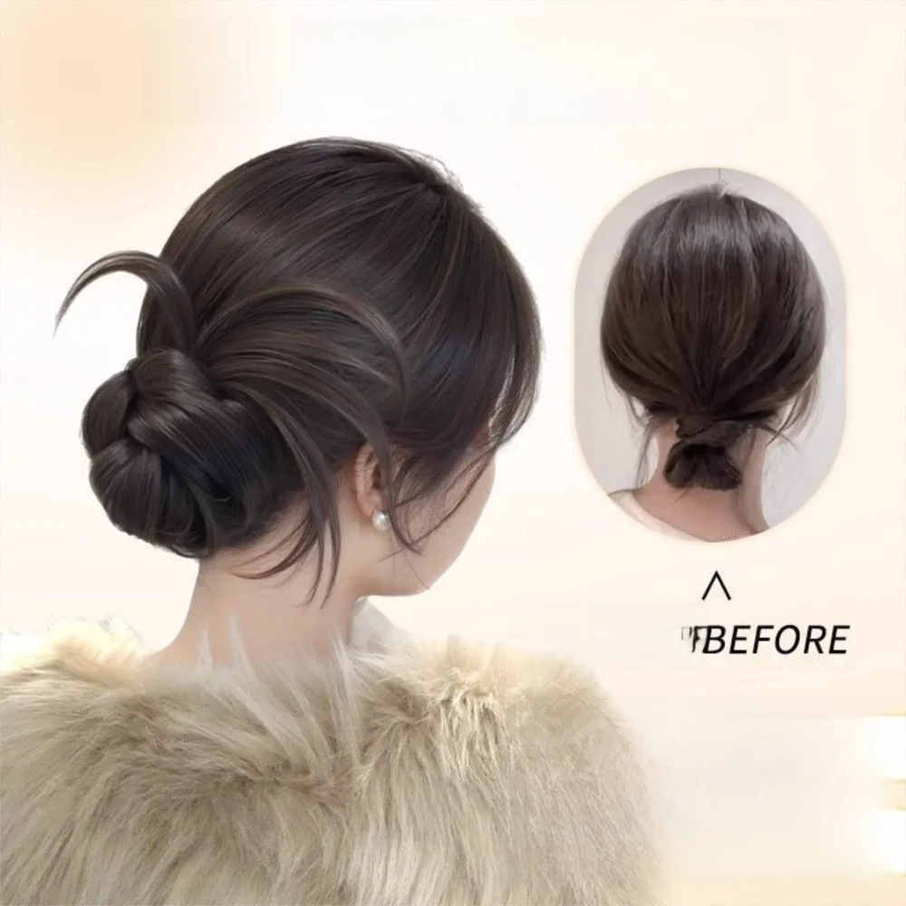 

New Synthetic Hair Bun Claw Clip Natural Black Fluffy Bun Head Wig Brown Wig Hair Clip Hair Accessories