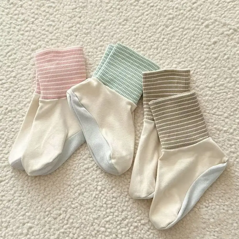 

4Pairs Patchwork Air Conditioning Sleep Socks Anti-slip Breathable Cartoon Stripe Socks Thicken Female Hosiery Middle Tube Socks