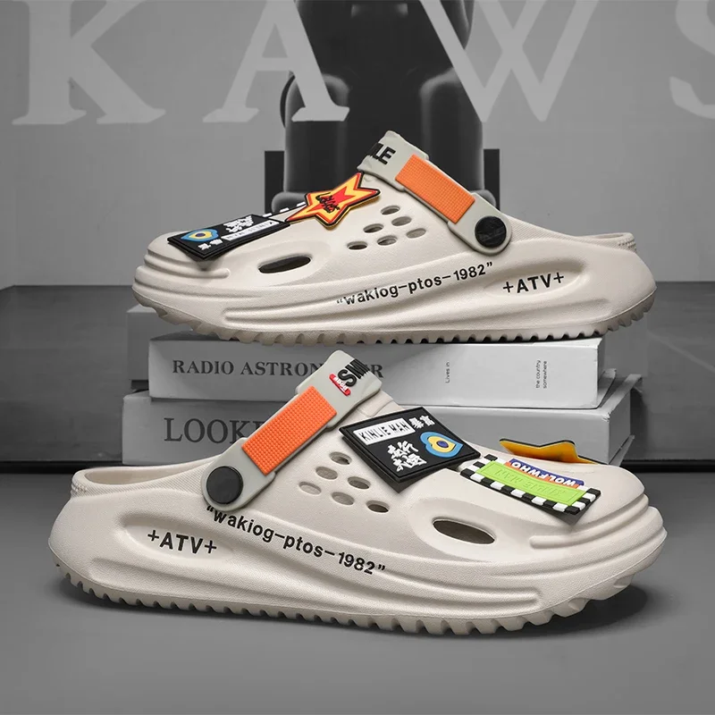 

Men Cool Street Style Clogs EVA Sandals Fashion DIY Design Shoes Couple's Beach Slippers Garden Shoes Plus Size Slides 46 47