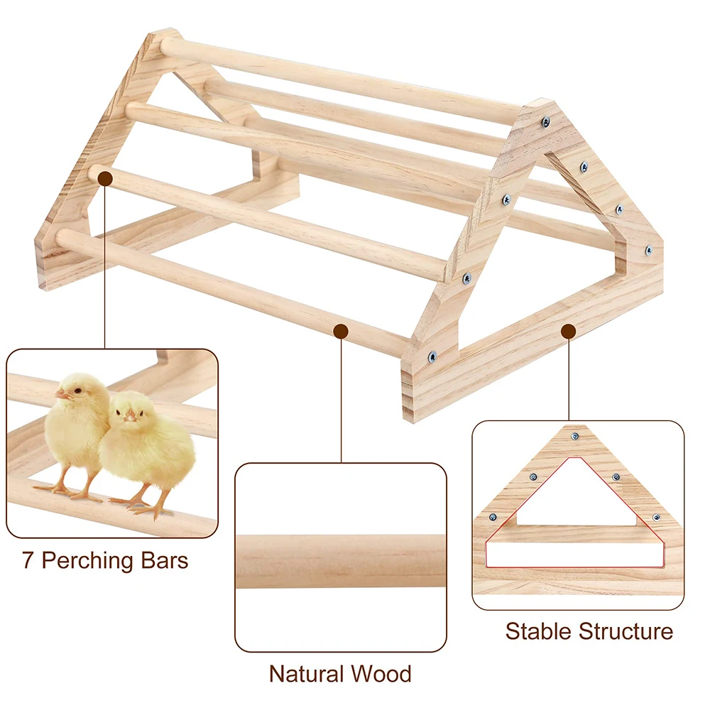 Chicken Perch Strong Pine Wooden Chick Jungle Gym Roosting Bar Chick Perch Toys for Coop Brooder for Large Bird Baby Parrot Hens