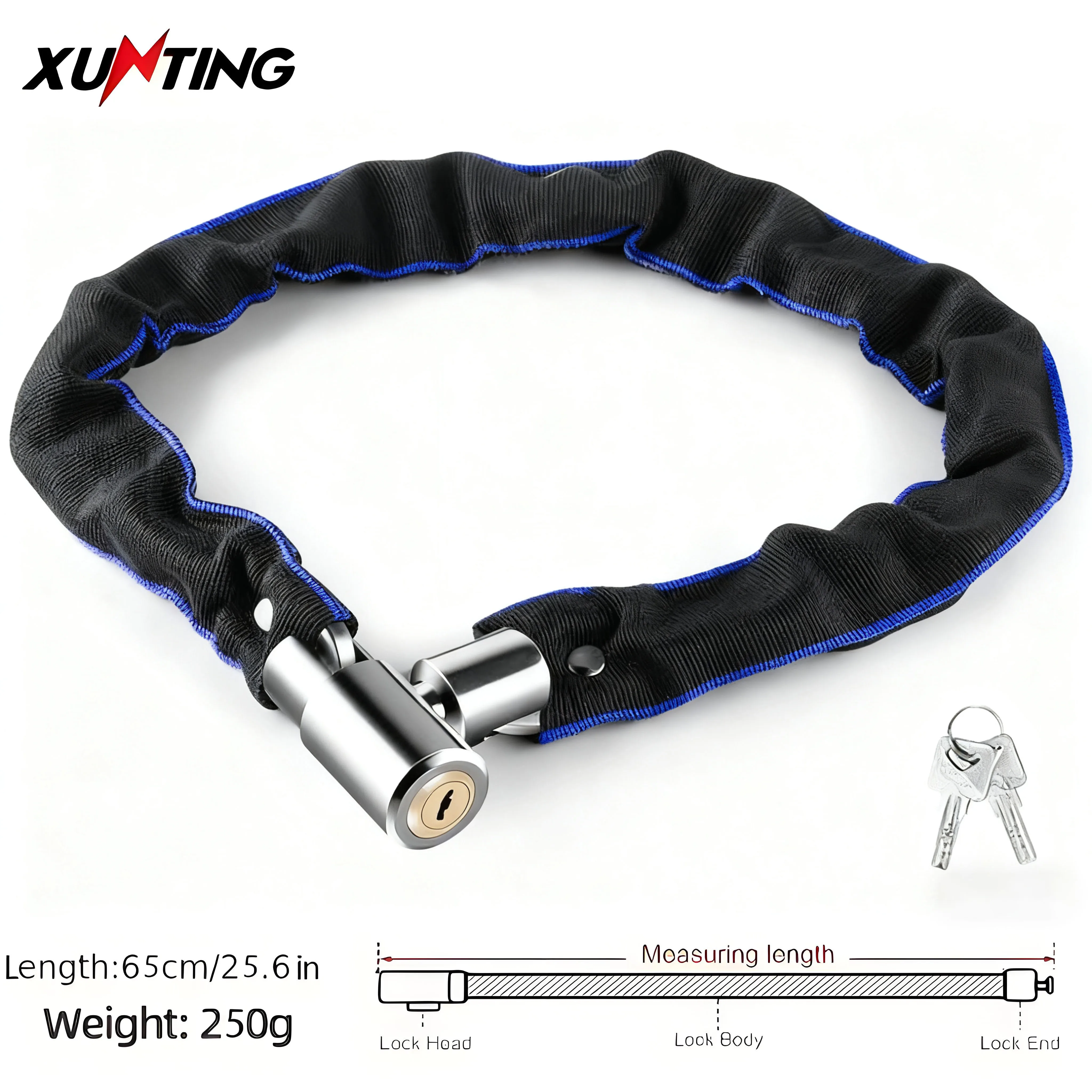 Xunting Bike Chain Lock with Lighter Weight and Stronger Security, Anti-Theft Bicycle Lock for Road Mountain Bikes