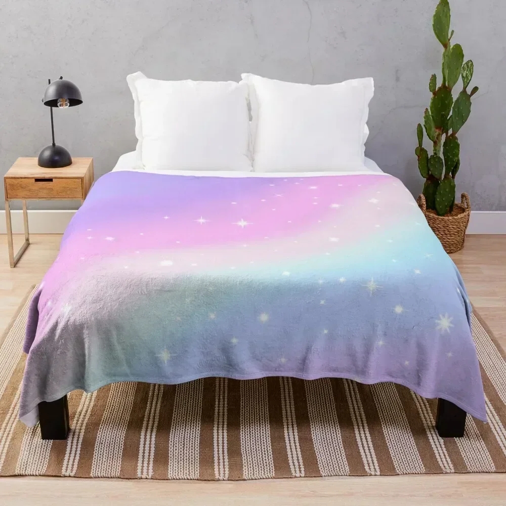 Kawaii Rainbow Magic Throw Blanket Year Round Soft Comfortable Blanket for Home
