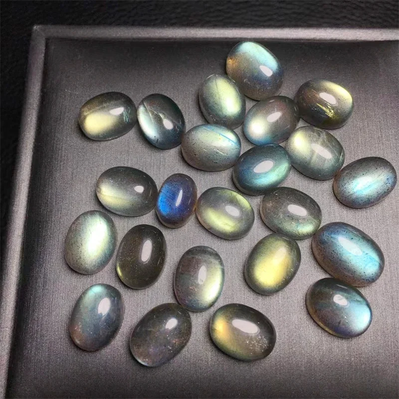 

5pcs Natural Labradorite Egg Face DIY Gem Fashion Fengshui Crystal Jewelry Holiday Gift Women Healing Energy Stone 12-15mm