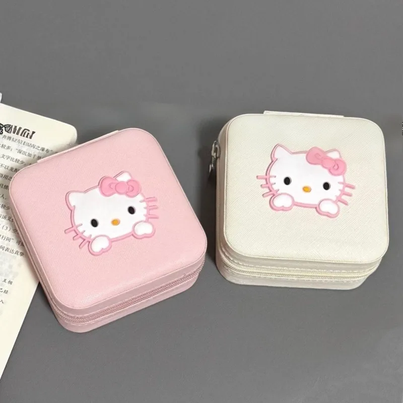 

Hello Kitty Jewelry Box Earrings Earring Portable Ring Cute Storage Box Necklace Travel Mini Jewelry.