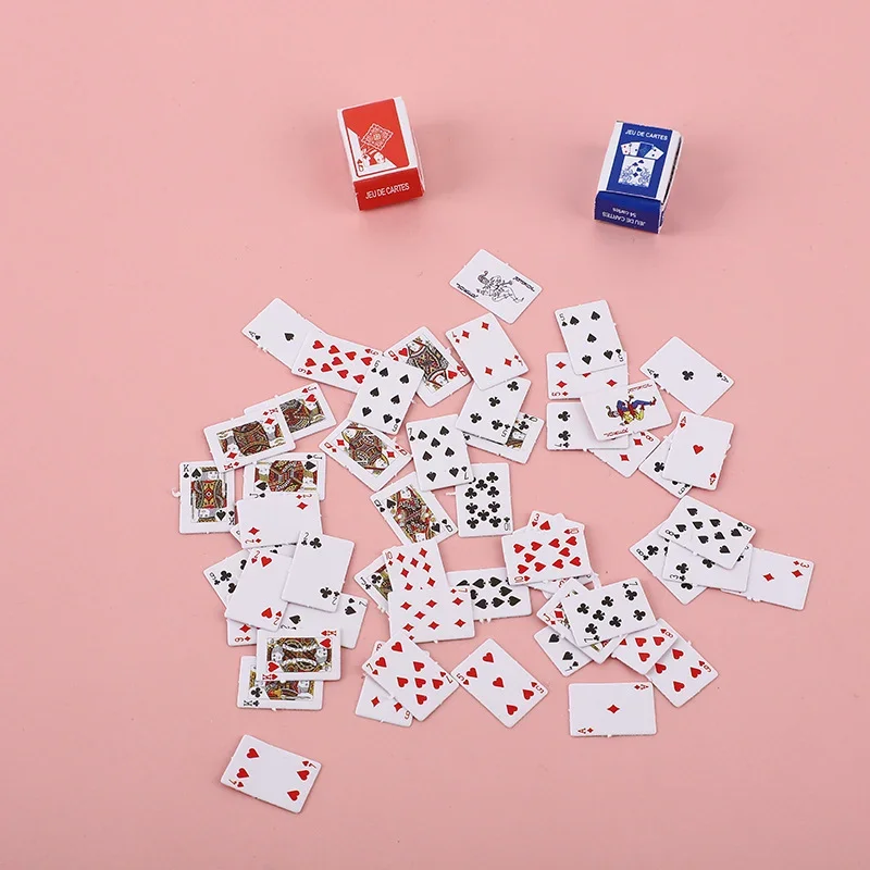 1Set Mini Poker Cards 1:12 Cute Miniature Playing Cards Games for Children Funny Doll Kids Toys Dollhouse Accessories Table Game