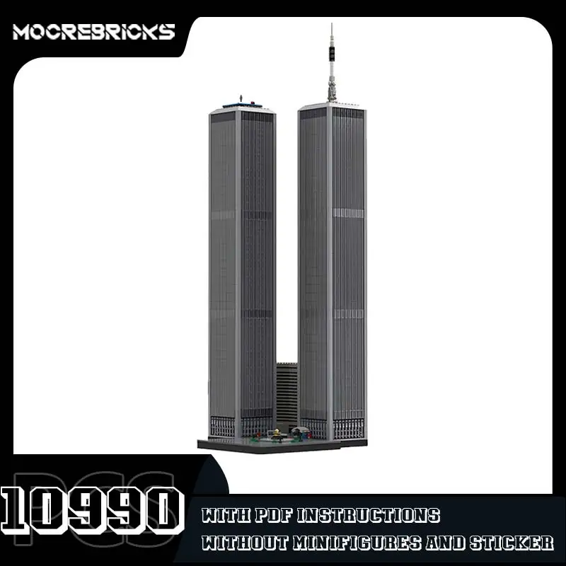 MOC-41443 Former World Trade Center Building Blocks Twin Towers Architecture Model Technology Bricks Children\'s Collectible Gift