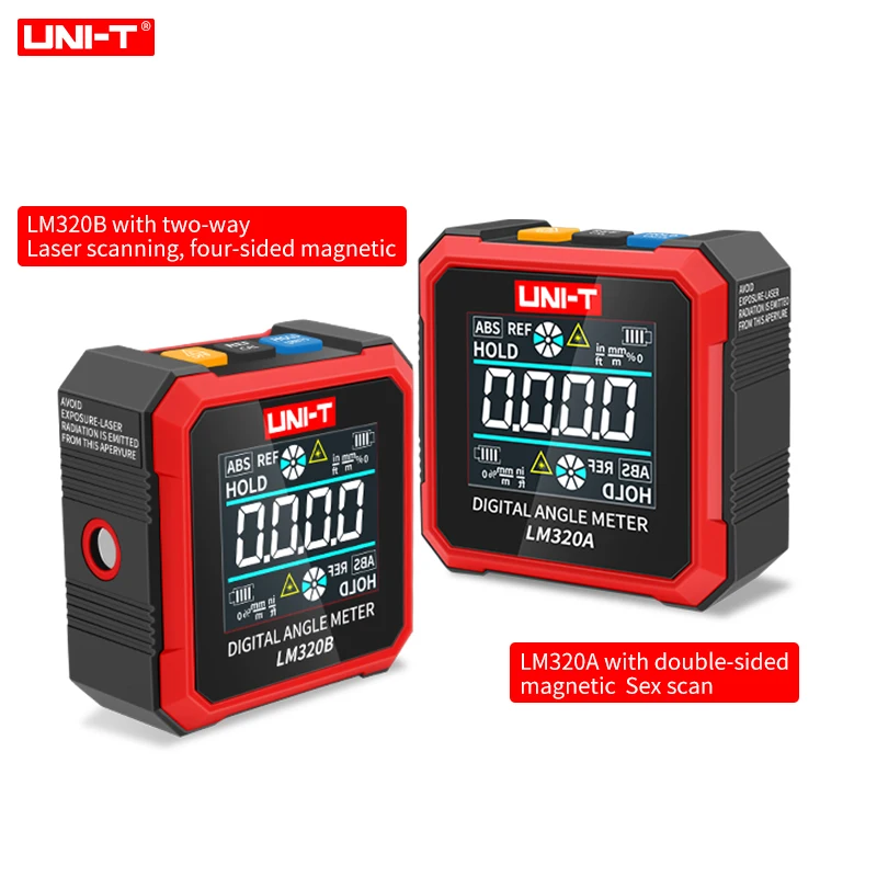 Imagem -04 - Uni-t-digital Transferidor Medidor de Ângulo Eletrônico Inclinômetro Magnético Caixa Cônica Luz de Fundo Lm320a Lm320b