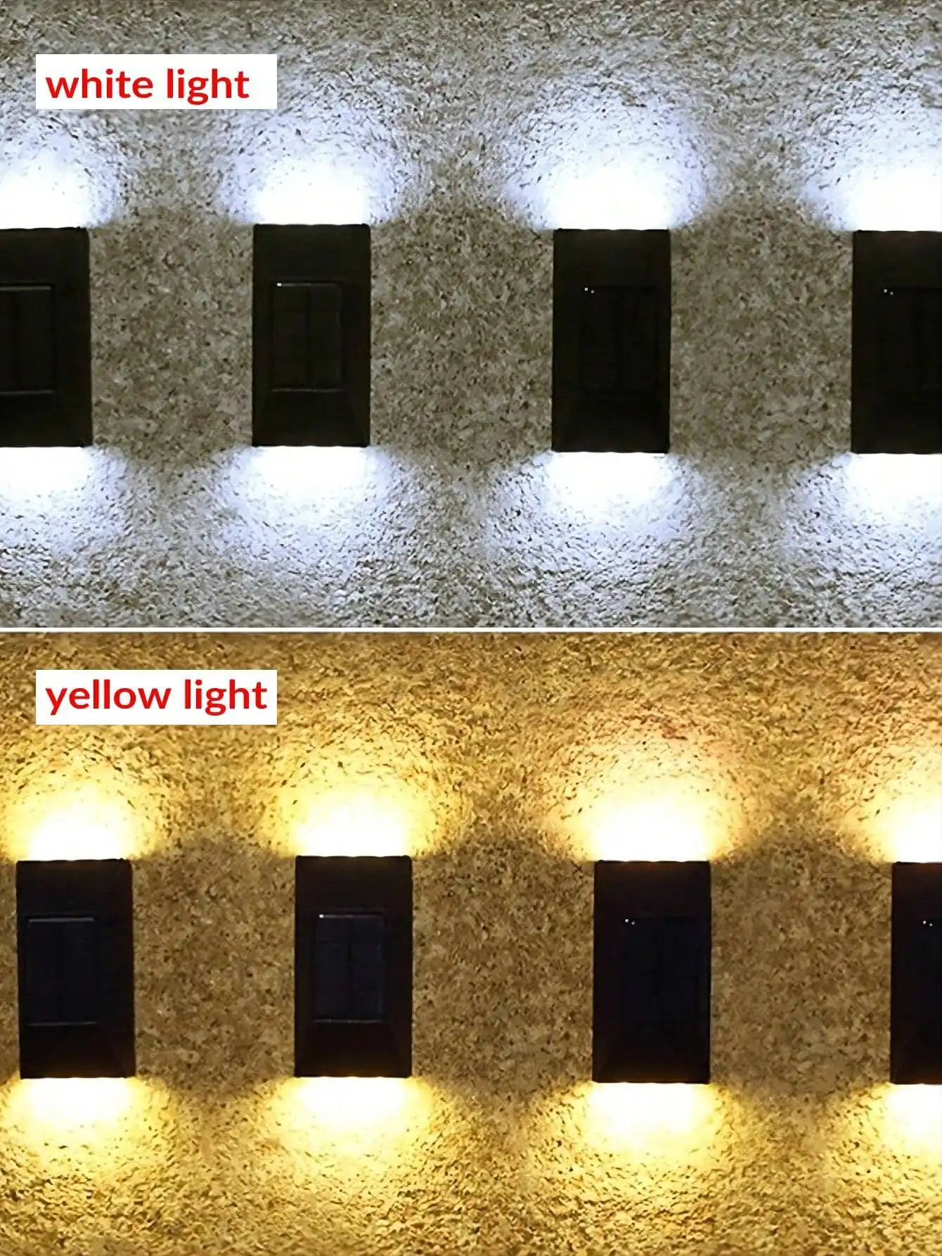 2pcs Solar Up-Down Wall Lights, Waterproof LED Step Lights for Garden Fence Patio