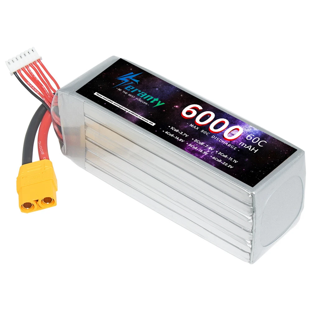 Teranty 6S Battery XT60 Connector 22.2V 6000mAh Lipo Battery 60C For Drone Flying Machine DlY Car FPV Parts