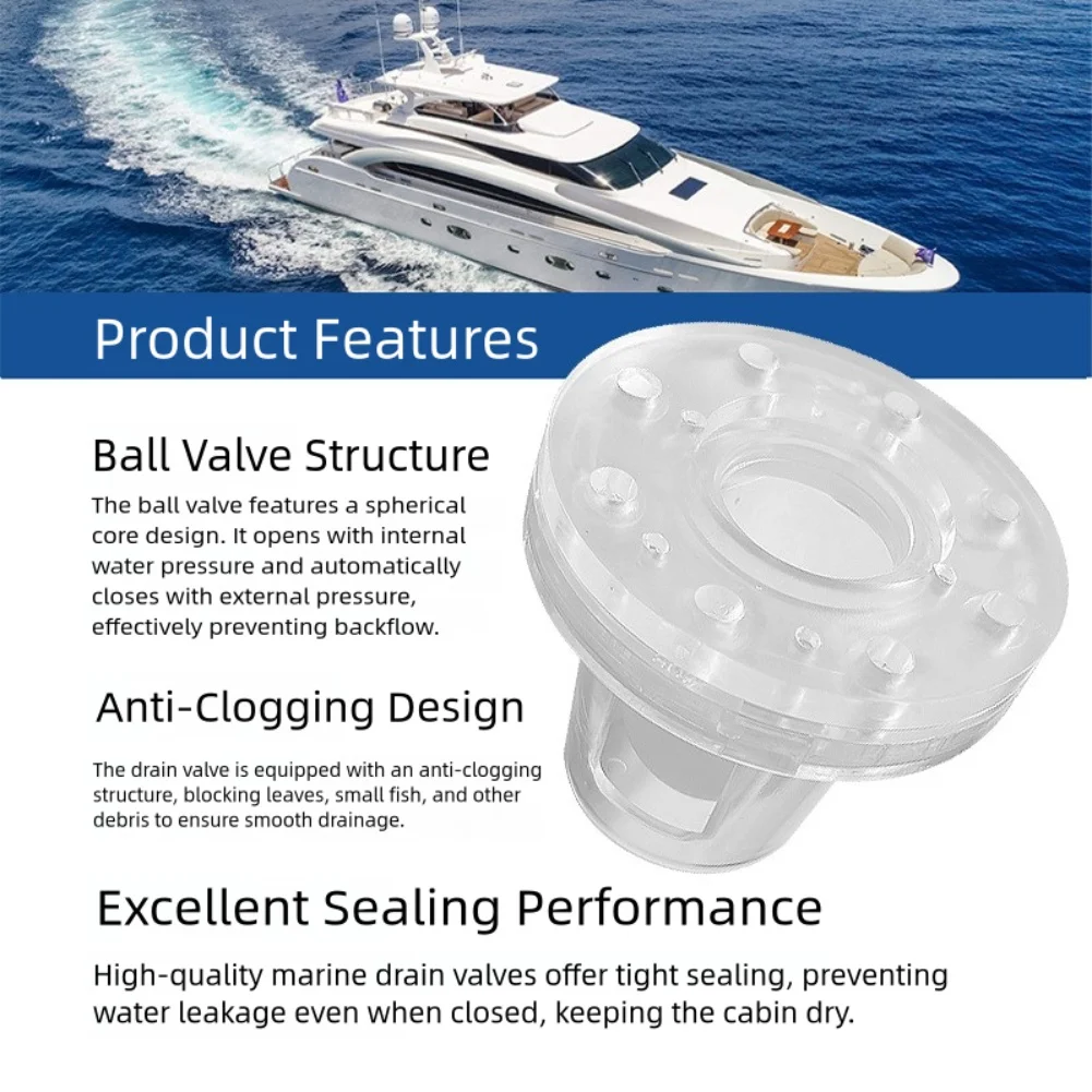 

Положительное уплотнение Морской сливной клапан 1-1/8 дюймов Самосливный сливной клапан Запчасти для лодок Аксессуары Прозрачный обратный клапан на палубе