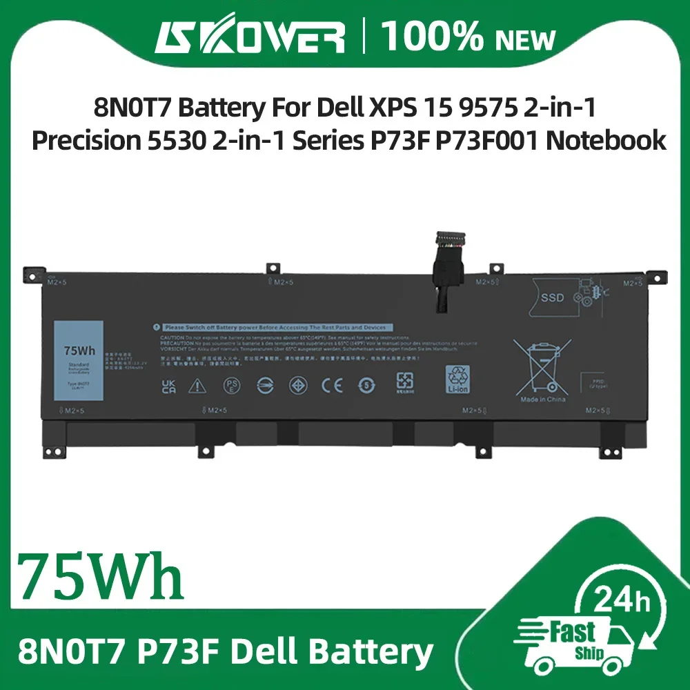 SKOWER 75Wh 8N0T7 Battery for Dell XPS 15 9575 2-in-1 Precision 5530 2-in-1 Series P73F P73F001