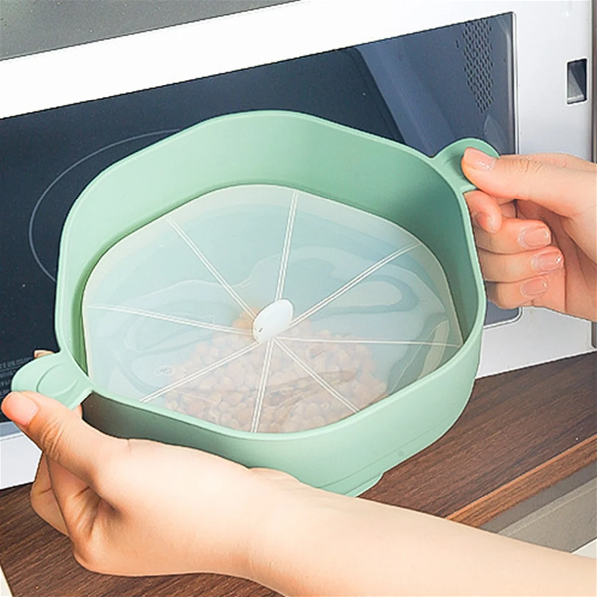 Nieuwe siliconen magnetron popcornkom opvouwbare popcornmaker emmerkom met deksel opvouwbare popcorn keuken bakgereedschap grijs