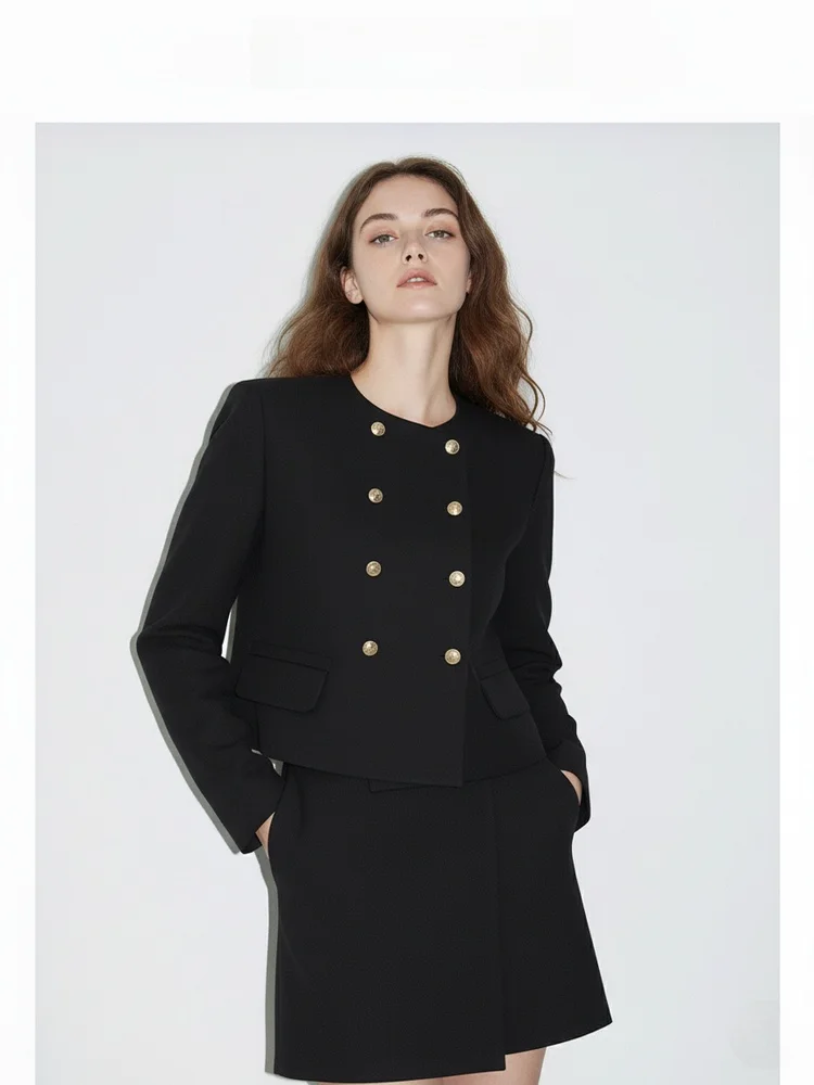 

Двубортный пиджак Bla round Ne ort, офисный стиль, женская мода, осень-зима, новинка, ACOUSOTG, полиэстер, длинный...