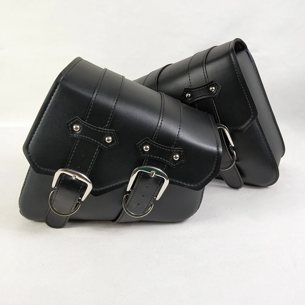 

1 Pair Motorcycle Hanging Bag Triangle PU Waterproof Saddlebag Electric Motorcycle Hanging Bag for Motorbike (Black)