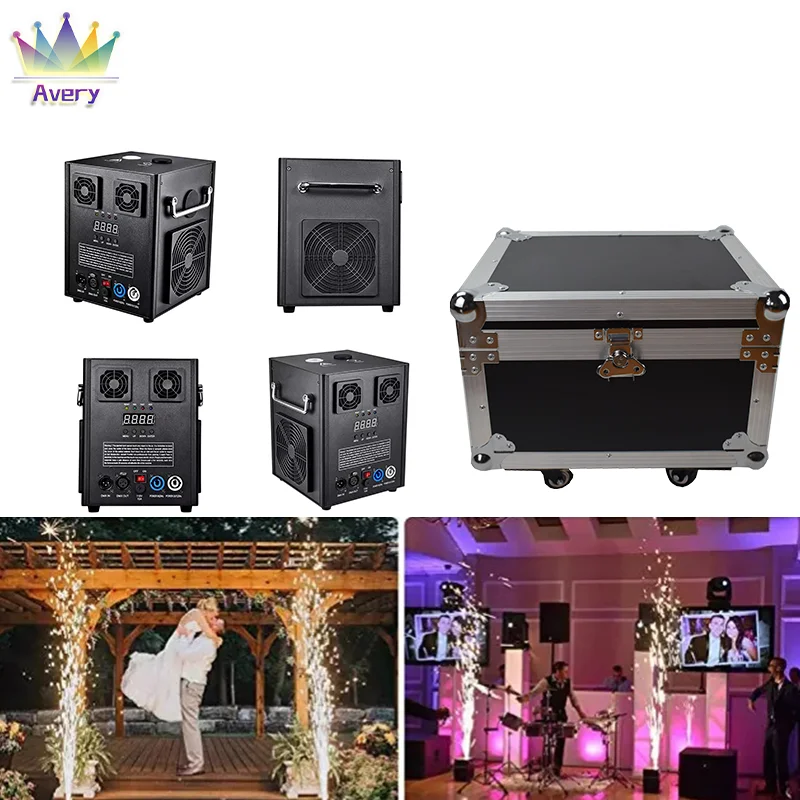 Electronic Sprayer Fireworks Machines Stage Light Effect 600W with Flightcase Ti Powder For The Wedding Party Dj Bar