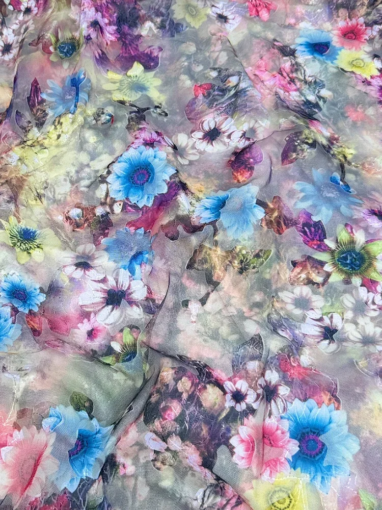 

Сетчатая ткань, красочные цветы, нашивка, весна-лето, платье, одежда, швейная ткань на метр, материал «сделай сам», оптовая продажа, ткань