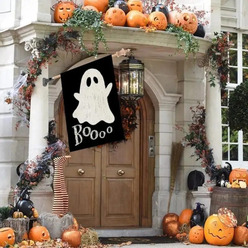 97qd Halloween Garden Flag 12x18 inch, dubbelzijdige vakantiebeperkingstuinvlag voor buitendecoratie