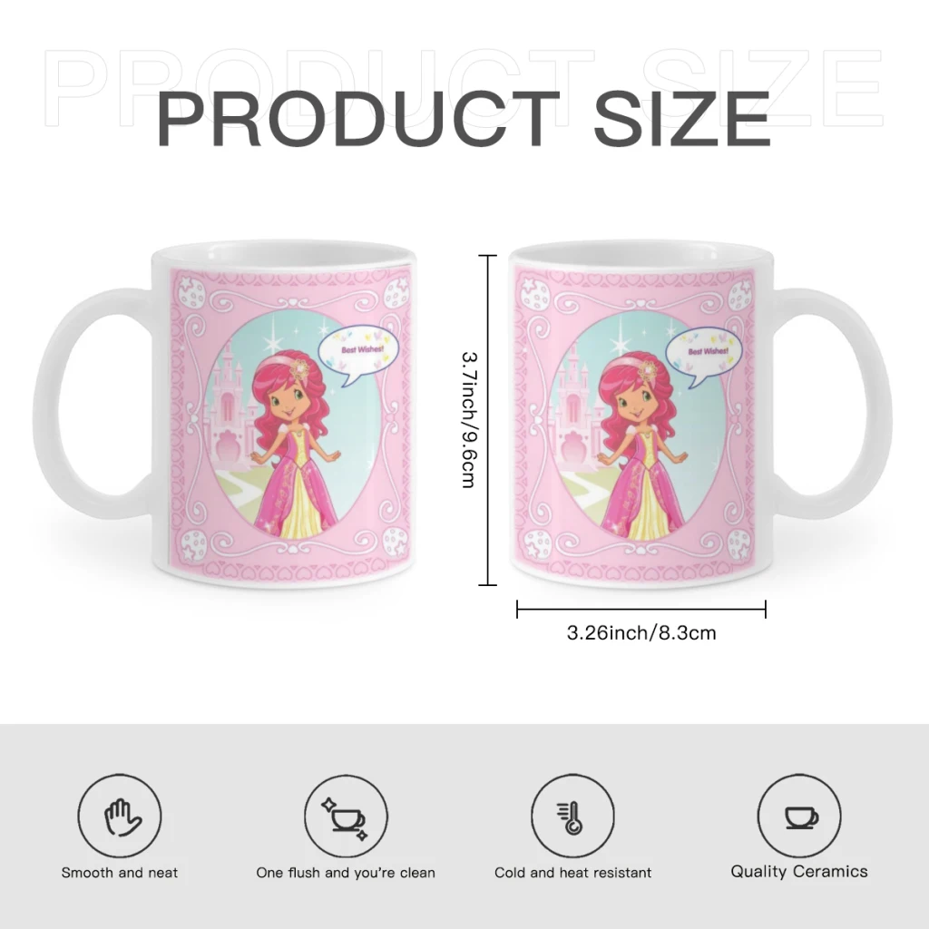 Cartoon V-Vintages Strawberry S-Shortcakes 11oz Funny Ceramic Coffee Mug Tea Milk Cup For Novetly Creativity Gift