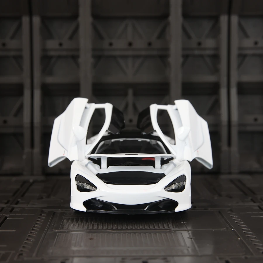 1:32 720s carro esportivo liga modelo de carro ornamentos portas podem abrir crianças acústica-óptica pull-back carro de brinquedo fino acabamento