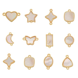 18K Gold Plated 1Pc Butterfly/Moon/Star/Heart Geometric 2-Holes Connectors Copper Charms DIY Necklace Bracelet Pendant Findings